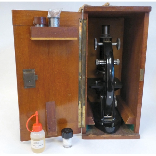 42 - A C.Baker black lacquered metal microscope No.32685  13