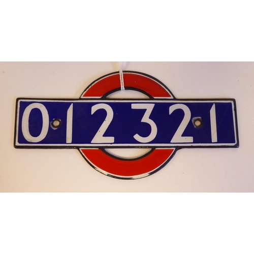 47 - A London Underground enamelled Bullseye plate from driving car 012321  5.5