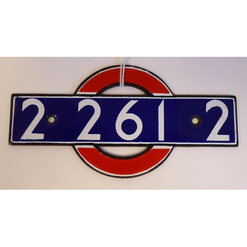 48 - A London Underground enamelled Bullseye plate from driving car 22612  5.5