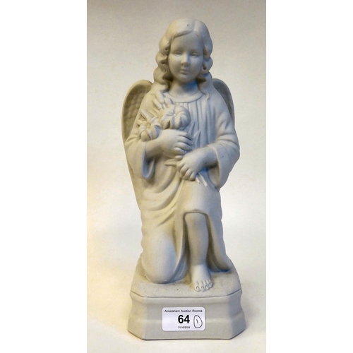 64 - A French Parianware angelic figure, bears an impressed stamp verso  11