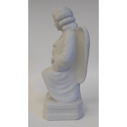 64 - A French Parianware angelic figure, bears an impressed stamp verso  11