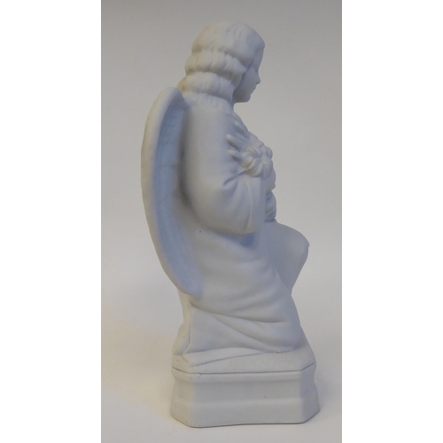 64 - A French Parianware angelic figure, bears an impressed stamp verso  11