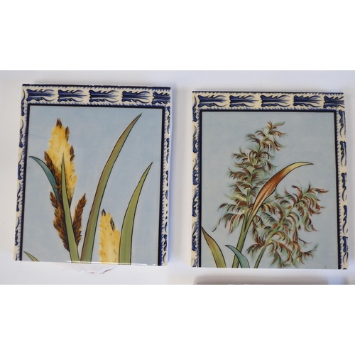 72 - A series of ten pottery tiles, decorated with flora  6