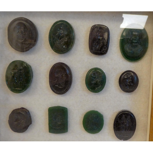 74 - Approx. forty-one intaglio seals  various subjects  framed