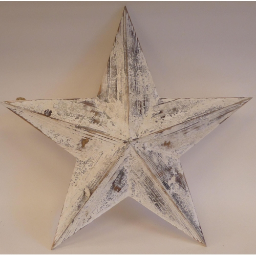 78 - A pair of white painted wooden barn stars  each 21