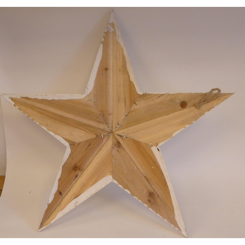 78 - A pair of white painted wooden barn stars  each 21