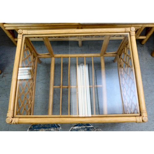 8 - A caned and bamboo conservatory suite  comprising a two person settee, a pair of armchairs and a cof... 