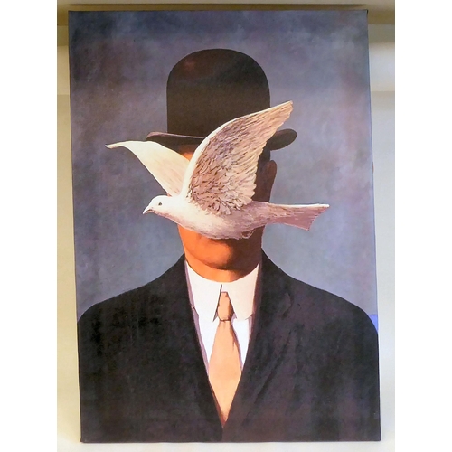 85 - After Magritte - 'L'Homme au Chapeau Melon'  print on canvas  26