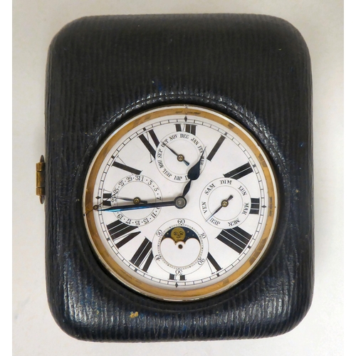 86 - A Goliath calendar watch, the movement faced by an enamelled Roman dial with four subsidiaries