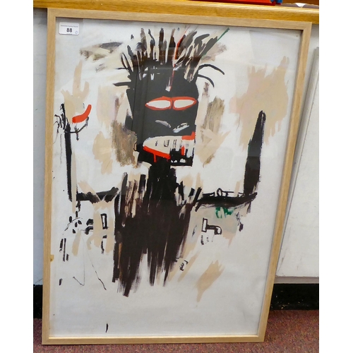 88 - After Michel Basquiat - a self portrait  print on canvas  27