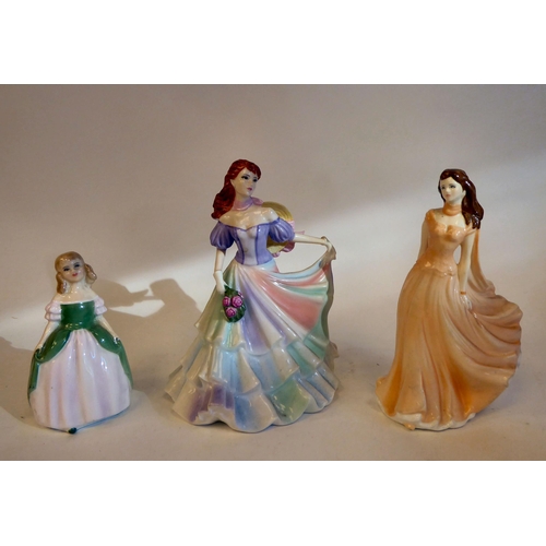 93 - Three Coalport china figures, possibly young women  tallest 9.5