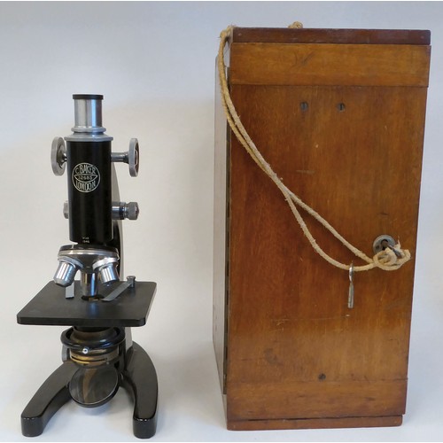 42 - A C.Baker black lacquered metal microscope No.32685  13