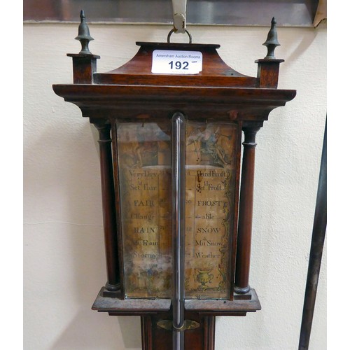 192 - A Regency mahogany barometer with a printed paper dial  37