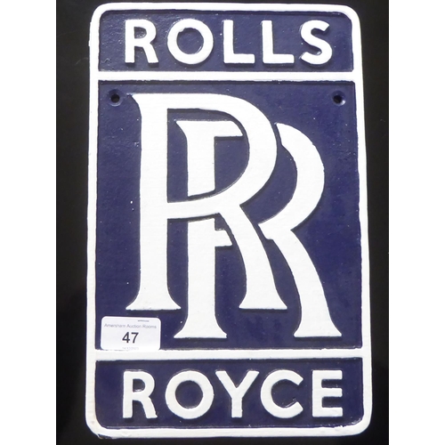 145 - A painted cast iron sign 'Rolls Royce'  7