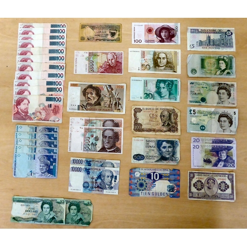 205 - Banknotes from around the world: to include a £1 note