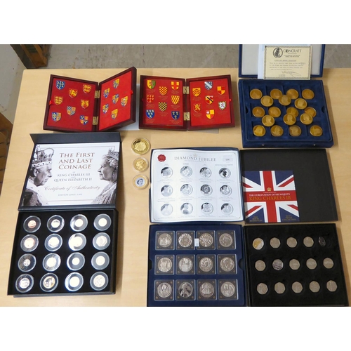 105 - Uncollated proof coins: to include The Kings & Queens Collection