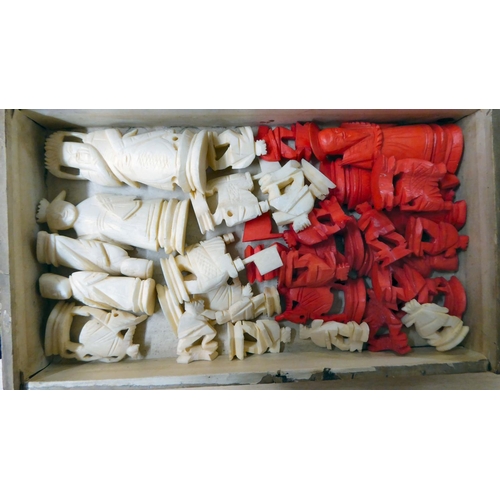 120 - Two carved bone chess sets