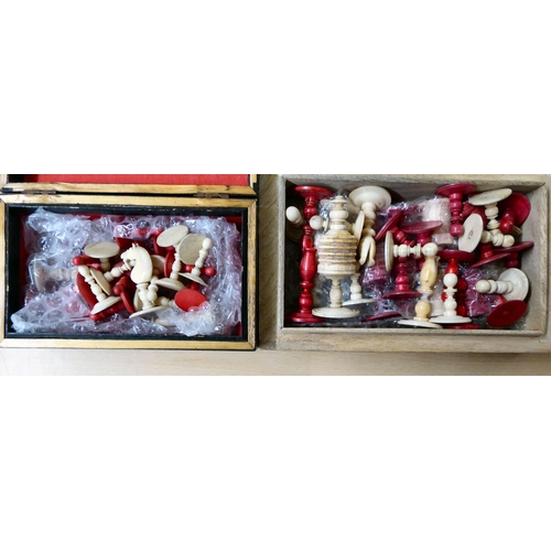 132 - Two carved bone chess sets