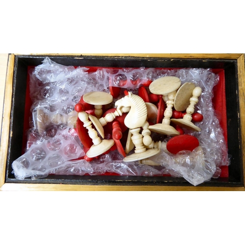 132 - Two carved bone chess sets