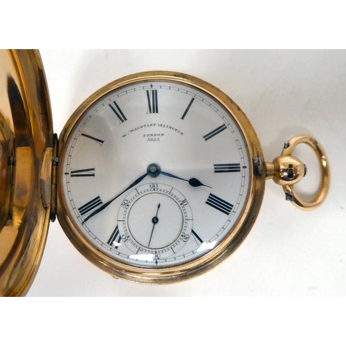 149 - A 9ct gold fully cased pocket watch, faced by a Roman dial with subsidiary seconds  boxed