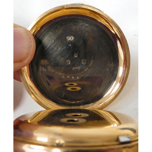 149 - A 9ct gold fully cased pocket watch, faced by a Roman dial with subsidiary seconds  boxed