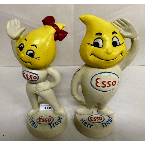 150 - A pair of novelty Esso his/her themed painted cast iron money boxes  9