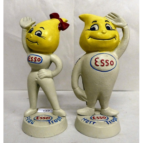 150 - A pair of novelty Esso his/her themed painted cast iron money boxes  9