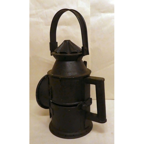 151 - A reproduction of a vintage black painted iron railway signal lamp  12