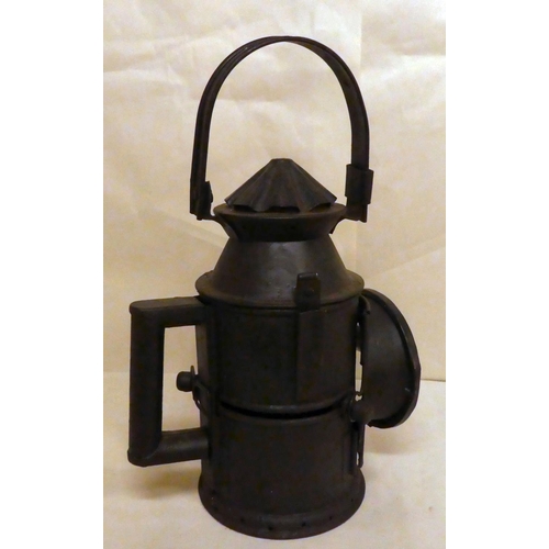 151 - A reproduction of a vintage black painted iron railway signal lamp  12