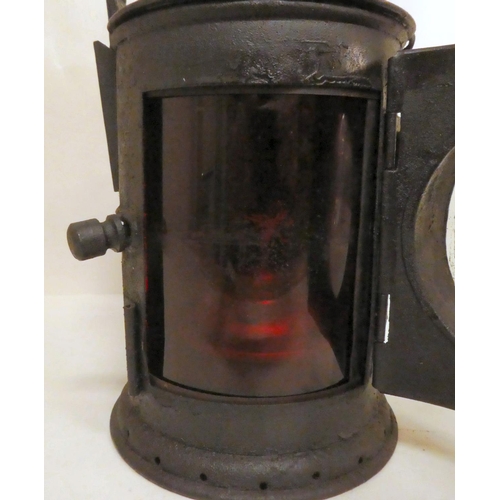 151 - A reproduction of a vintage black painted iron railway signal lamp  12