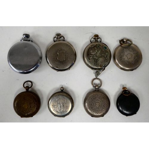 177 - Variously cased fob and pocket watches, faced by Roman dials  mixed marks