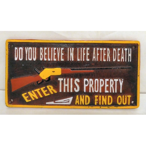 183 - A cast iron property warning sign  10