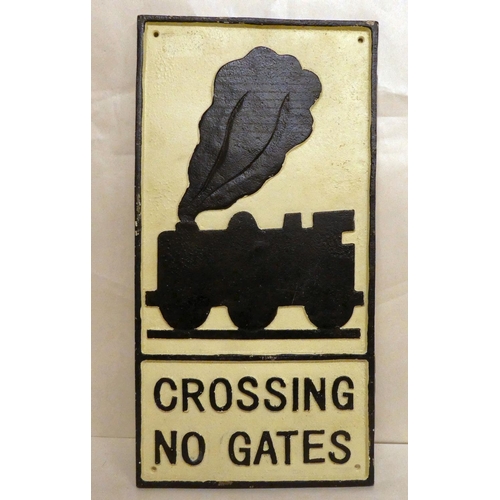 186 - A modern cast iron sign 'Crossing No Gates'  10