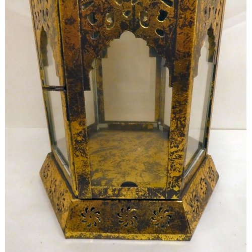 190 - A modern aged and distressed gilt finished, galvanised metal lantern  12