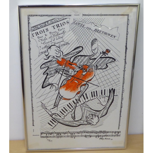 203 - After H.Mathews - four musical prints  bears a pencil signature & dated '78  12