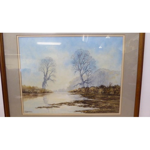 204 - L Goodchild - an autumnal river scene  watercolour  bears a signature  14