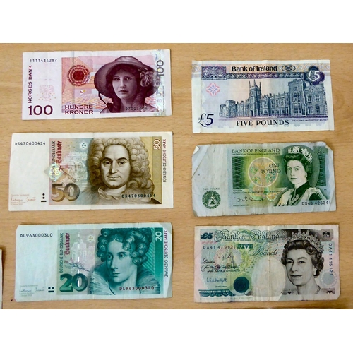 205 - Banknotes from around the world: to include a £1 note