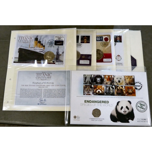 210 - Coin and stamp First Day covers  various themes