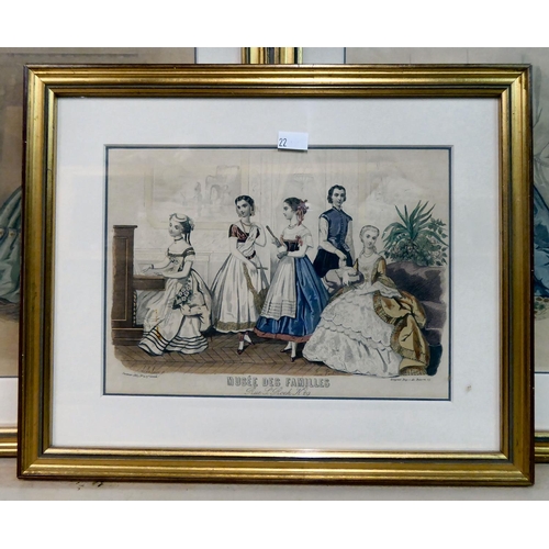 22 - Eight late 19thC French fashion prints  various sizes  framed