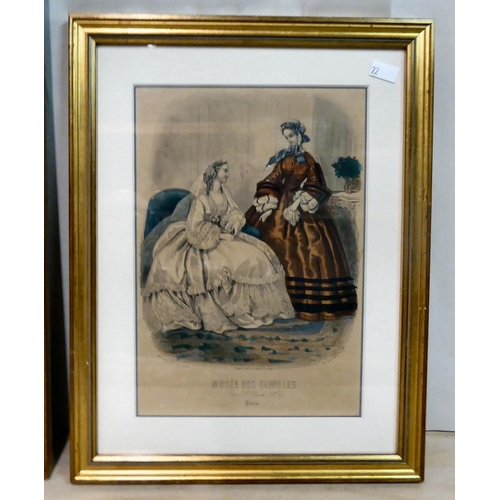 22 - Eight late 19thC French fashion prints  various sizes  framed