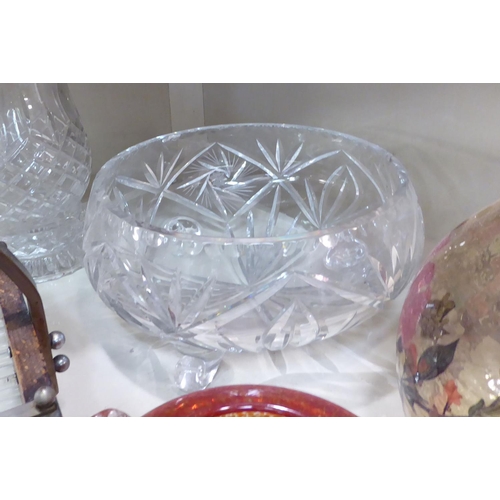 225 - Interior designer items: to include two floral decorated glass vases  11