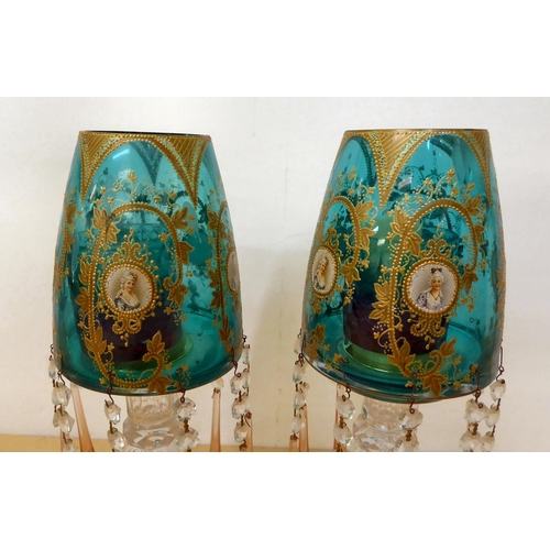 230 - A pair of modern Edwardian Continental style glass lustres  14