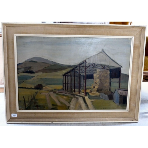 238 - Mary Gardiner - 'Dutch Barn, Milton Street'  oil on canvas  bears a signature & dated ... 