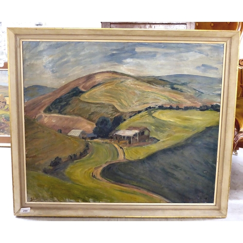 244 - Mary Gardiner - 'Highdole, Telscombe, East Sussex'  oil on canvas  bears a signature &... 