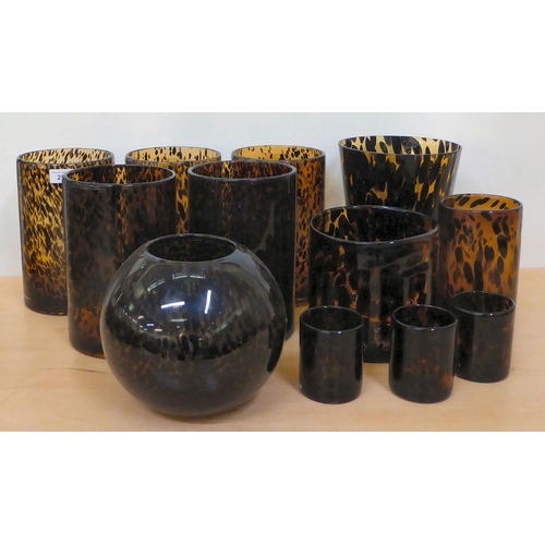 252 - LSA and similar animal print design glass vases  largest 10