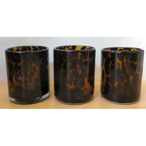 252 - LSA and similar animal print design glass vases  largest 10