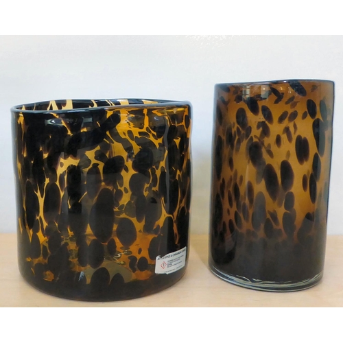 252 - LSA and similar animal print design glass vases  largest 10