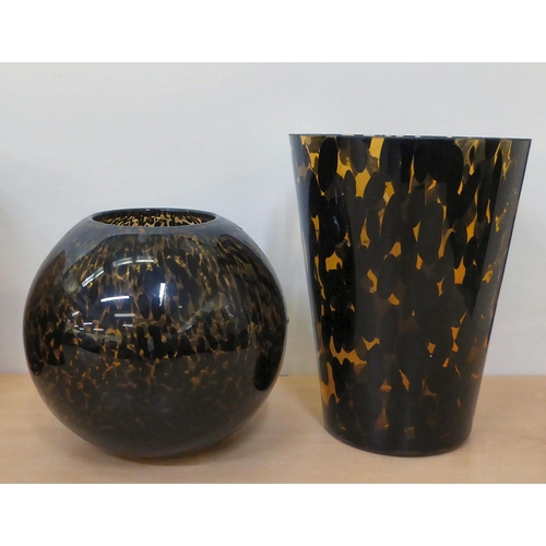 252 - LSA and similar animal print design glass vases  largest 10