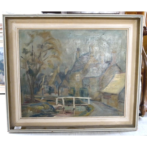 254 - Mary Gardiner - 'Lower Slaughter'  oil on canvas  bears a signature & dated 1962 ... 