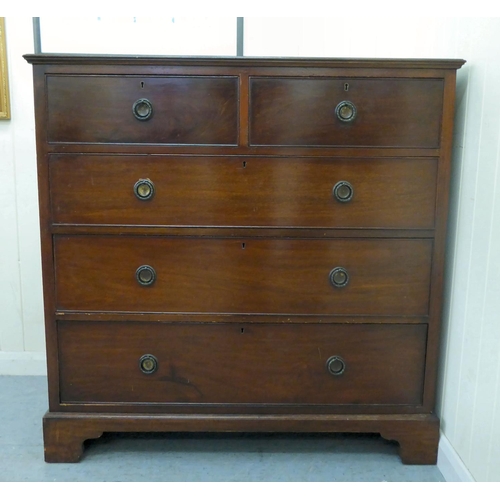 274 - A mid Victorian mahogany dressing chest, the two short/three graduated long drawers with brass ring ... 